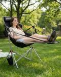 KingCamp Camping Chairs, Oversized Hammock Chairs, Folding Rocking Chairs, Aluminum Adjustable Back Swing Chair, Chair with Removable Footrest Pillow Cup Holder for Outdoor Beach Lawn (Black/Grey)