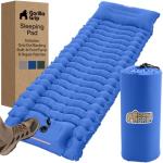 GORILLA GRIP Slip-Resistant Inflatable Sleeping Pad, Puncture Resistant Lightweight Camping Mattress, Foot Pump, Air Mats for Travel Backpacking, Inflating Bed Camp Sleep Pads for Tent, Blue