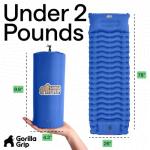 GORILLA GRIP Slip-Resistant Inflatable Sleeping Pad, Puncture Resistant Lightweight Camping Mattress, Foot Pump, Air Mats for Travel Backpacking, Inflating Bed Camp Sleep Pads for Tent, Blue