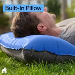 GORILLA GRIP Slip-Resistant Inflatable Sleeping Pad, Puncture Resistant Lightweight Camping Mattress, Foot Pump, Air Mats for Travel Backpacking, Inflating Bed Camp Sleep Pads for Tent, Blue