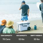 RTIC 52 Quart Ultra-Light Wheeled Hard Cooler Insulated Portable Ice Chest Box for Beach, Drink, Beverage, Camping, Picnic, Fishing, Boat, 30% Lighter Than Rotomolded Coolers, Trailblazer