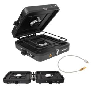 KingCamp 2 Burner Camping Stove，Portable Folding Stove with 20000 BTU，Backpacking Camp Stove for Outdoor Cooking，2 Adjustable Burners & Piezo Ignition for BBQ Hiking Backpacking Camping