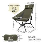 OneTigris Tigerblade High Back Camping Chair with Pillow Design, Comfortable Widened Seat Folding Chair