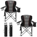 ALPHA CAMP Folding Camping Chair for Adults, Oversized Heavy Duty Lawn Chairs with Cooler Bag, Cup Holder & 600D Oxford Fabric, Folding Chairs for Outside Support 450 LBS,Outdoor Chair 2 Pack