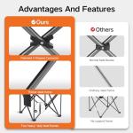 ALPHA CAMP Folding Camping Chair for Adults, Oversized Heavy Duty Lawn Chairs with Cooler Bag, Cup Holder & 600D Oxford Fabric, Folding Chairs for Outside Support 450 LBS,Outdoor Chair 2 Pack