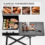 ROVSUN 2 Burner Foldable Propane Griddle with Wheels, Enameled Tray & Lid, 20000 BTU Portable Rolling Flat Top Gas Grill with Electronic Ignition & Regulator for Outdoor Cooking Camping BBQ Tailgating