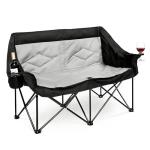 VEVOR Double Camping Chair, Oversized Two Person Camp Chair with 660 lbs Heavy Duty Support, with Dual Cup Holders, Wine Glass Holders, Magazine Straps, Carry Bags for Outdoor, Beach, 1 Pack