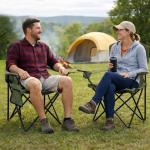 SAILARY 2 Pack Folding Camping Chair with Cup Holder & Side Storage Bag, 300lb Capacity, Lightweight 5.5lbs Portable for Beach, Picnic, Sport, Green