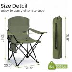 SAILARY 2 Pack Folding Camping Chair with Cup Holder & Side Storage Bag, 300lb Capacity, Lightweight 5.5lbs Portable for Beach, Picnic, Sport, Green