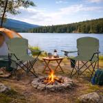 SAILARY 2 Pack Folding Camping Chair with Cup Holder & Side Storage Bag, 300lb Capacity, Lightweight 5.5lbs Portable for Beach, Picnic, Sport, Green