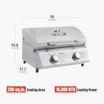 Monument Grills Tabletop Propane Gas Grill for Outdoor Portable Camping Cooking with Travel Locks, Stainless Steel High Lid, and Built in Thermometer