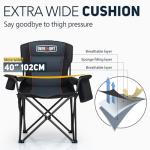 Overmont Oversized Folding Camping Chair - 450lbs Support with Padded Cushion Cooler Pockets - Heavy Duty Collapsible Chairs for Sports Garden Beach Fishing Black