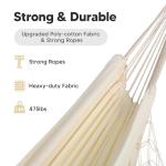 SUNCREAT Portable Camping Hammock for Outside, Heavy Duty 2 Person Hammock Bed for Tree, Beige with Tassels
