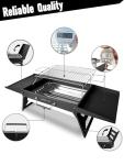 Charmline 20x14 inches Big Desktop Charcoal Grill, Liftable Grilling Net, Foldable Portable Grill for Indoor and Outdoor, BBQ Grill for Camping, Gardens, Picnics, Beach Parties, Black