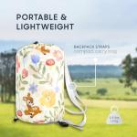 Wake In Cloud - Kids Sleeping Bag for Girls Toddlers, Camping in Warm Cold Weather, Backpacking Lightweight Compact Outdoor Liner for 3 Seasons, Deer Floral Garden, Cream