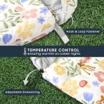 Wake In Cloud - Kids Sleeping Bag for Girls Toddlers, Camping in Warm Cold Weather, Backpacking Lightweight Compact Outdoor Liner for 3 Seasons, Deer Floral Garden, Cream