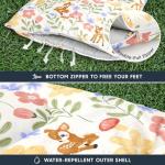 Wake In Cloud - Kids Sleeping Bag for Girls Toddlers, Camping in Warm Cold Weather, Backpacking Lightweight Compact Outdoor Liner for 3 Seasons, Deer Floral Garden, Cream