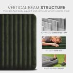 Intex 64762E Dura-Beam Standard Downy Air Mattress: Fiber-Tech – Full Size – Built-in Foot Pump – 10in Bed Height – 600lb Weight Capacity