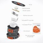 12 PCS Lightweight Camping Cookware Set – Non-Stick Pots, Pans & Utensils for Backpacking, Hiking & Outdoor Cooking – Compact Mess Kit for 2-3 People (Orange, Aluminum)