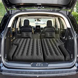 Umbrauto SUV Air Mattress for Trunk: Upgraded Car Camping Mattress with Flocked Surface and Extra Thick Bottom, Van Sleeping Bed for Back Seat with Pump, Nozzle, Repair Patch, Carry Bag