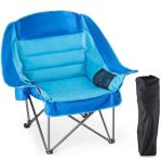 DUMOS Oversized Camping Chair for Adults - 450lbs Heavy Duty Folding Chair with Cup Holder & Side Pockets, Portable Chair for Camping, Fishing, Hiking, Picnic, Blue