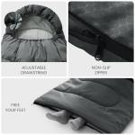 3-4 Season Sleeping Bag with Inflatable Pillow, Water-Resistant Taffeta, Windproof, Breathable Foot Zippers, Soft Brushed Inner, Foldable for Camping, Travel, Hiking & Home Use(Dark Grey)