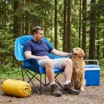 DUMOS Oversized Camping Chair for Adults - 450lbs Heavy Duty Folding Chair with Cup Holder & Side Pockets, Portable Chair for Camping, Fishing, Hiking, Picnic, Blue