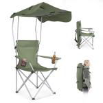 VINGLI Portable Folding Camping Chair with Canopy, Beach Chair with Canopy for Adult, Adjustable Sun Shade for Sport Event, Outdoor, Camping, Fishing-Green