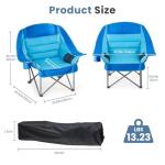 DUMOS Oversized Camping Chair for Adults - 450lbs Heavy Duty Folding Chair with Cup Holder & Side Pockets, Portable Chair for Camping, Fishing, Hiking, Picnic, Blue
