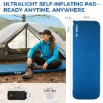 ATEPA Self-Inflating Sleeping Pad, Compact Foam Camping Pad with 3cm High-Resilience 4-Side-Compression Sponge, Lightweight & Portable Mat for Backpacking, Hiking, Camping, Blue