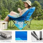 DUMOS Oversized Camping Chair for Adults - 450lbs Heavy Duty Folding Chair with Cup Holder & Side Pockets, Portable Chair for Camping, Fishing, Hiking, Picnic, Blue