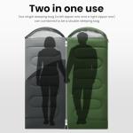 3-4 Season Sleeping Bag with Inflatable Pillow, Water-Resistant Taffeta, Windproof, Breathable Foot Zippers, Soft Brushed Inner, Foldable for Camping, Travel, Hiking & Home Use(Dark Grey)