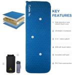 ATEPA Self-Inflating Sleeping Pad, Compact Foam Camping Pad with 3cm High-Resilience 4-Side-Compression Sponge, Lightweight & Portable Mat for Backpacking, Hiking, Camping, Blue
