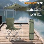 VINGLI Portable Folding Camping Chair with Canopy, Beach Chair with Canopy for Adult, Adjustable Sun Shade for Sport Event, Outdoor, Camping, Fishing-Green