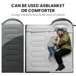 3-4 Season Sleeping Bag with Inflatable Pillow, Water-Resistant Taffeta, Windproof, Breathable Foot Zippers, Soft Brushed Inner, Foldable for Camping, Travel, Hiking & Home Use(Dark Grey)