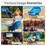DUMOS Oversized Camping Chair for Adults - 450lbs Heavy Duty Folding Chair with Cup Holder & Side Pockets, Portable Chair for Camping, Fishing, Hiking, Picnic, Blue