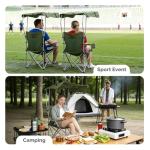 VINGLI Portable Folding Camping Chair with Canopy, Beach Chair with Canopy for Adult, Adjustable Sun Shade for Sport Event, Outdoor, Camping, Fishing-Green