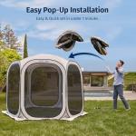 EAST OAK Screen House Tent Pop-Up, Portable Screen Room Canopy Instant Screen Tent 10 x 10 FT with Carry Bag for Patio, Backyard, Deck & Outdoor Activities, Beige