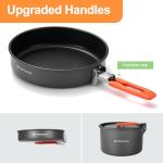 Odoland Camping Cookware Mess Kit, Non-Stick Lightweight Camping Pot and Fry Pan Set with Mesh Bag for Backpacking, Outdoor Cooking and Picnic, for 1-2 People