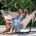 Lazy Daze Hammocks Double Hammock with 9ft Space-Saving Steel Stand Includes Portable Carrying Case, 450 Pounds Capacity (Natural)
