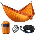 CHULIM Double Camping Hammock with Tree Hanging Kit and 12kn Aluminum Wiregate Carabiner. 118"L x 78"W,Lightweight Portable Camping Gear.Parachute Nylon Hammock for Camping,Travel,Backpacking,Beach.