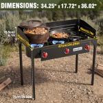 BSETFIRE 3 Burner Camping Stove, 225,000 BTU Propane Stove with Detachable Windscreen, 20 PSIG Regulator & Removable Legs for Outdoor Cooking, Canning & BBQ