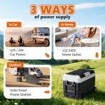 OLIXIS Portable Car Refrigerator, 42QT Dual-Zone Electric Cooler for Vehicles with Wheels & Cutting Board, -4℉-68℉ Freezer Smart Control via Bluetooth, Battery Protection, 12/24V DC & 100-240V AC