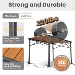 Large 46.4" Camping Table for 2-6 People - 220lbs Capacity Heavy Duty Foldable Outdoor Table with Aluminum Roll-Up Top & Carry Bag, Portable Picnic Desk for BBQ, Tailgating, Backyard (Natural)