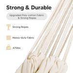 SUNCREAT Hammock Camping Hammock 2 Person Canvas Cotton Hammock, Double Travel Hammock with Carrying Bag, 475 lbs Capacity, Natural
