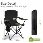 SAILARY Folding Camping Chair, 225lb Capacity, Includes Cup Holder & Side Storage Bag, 5.5lbs Portable for Beach, Camping, Sport,Black