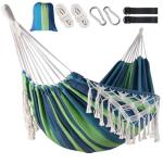 Double Hammock Portable Camping Hammocks for Hanging Hammock with Fringe Boho Indoor Outdoor Patio Backyard Hamacas para Adultos
