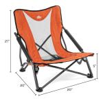 Cascade Mountain Tech Camping Chair - Low Profile Polyester Folding Chair for Camping, Beach, Picnic, Barbeques, Sporting Event with Carry Bag and Cushion Availability, Orange