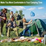 SAILARY 2PCS Collapsible Folding Camping Chairs Heavy Duty Lawn Foldable Chair with Cooler Bag, Storage Pocket, Waterproof Bag Outdoor Arm Sport Chair, Supports 325LBS, Black