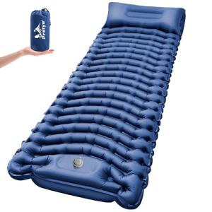 Pretyw Sleeping Pad for Camping - Ultralight Camping Mattress with Pillow, Built-in Foot Pump, Compact Inflatable Portable Mat for Backpacking, Hiking, Car Traveling, Beach, Tent